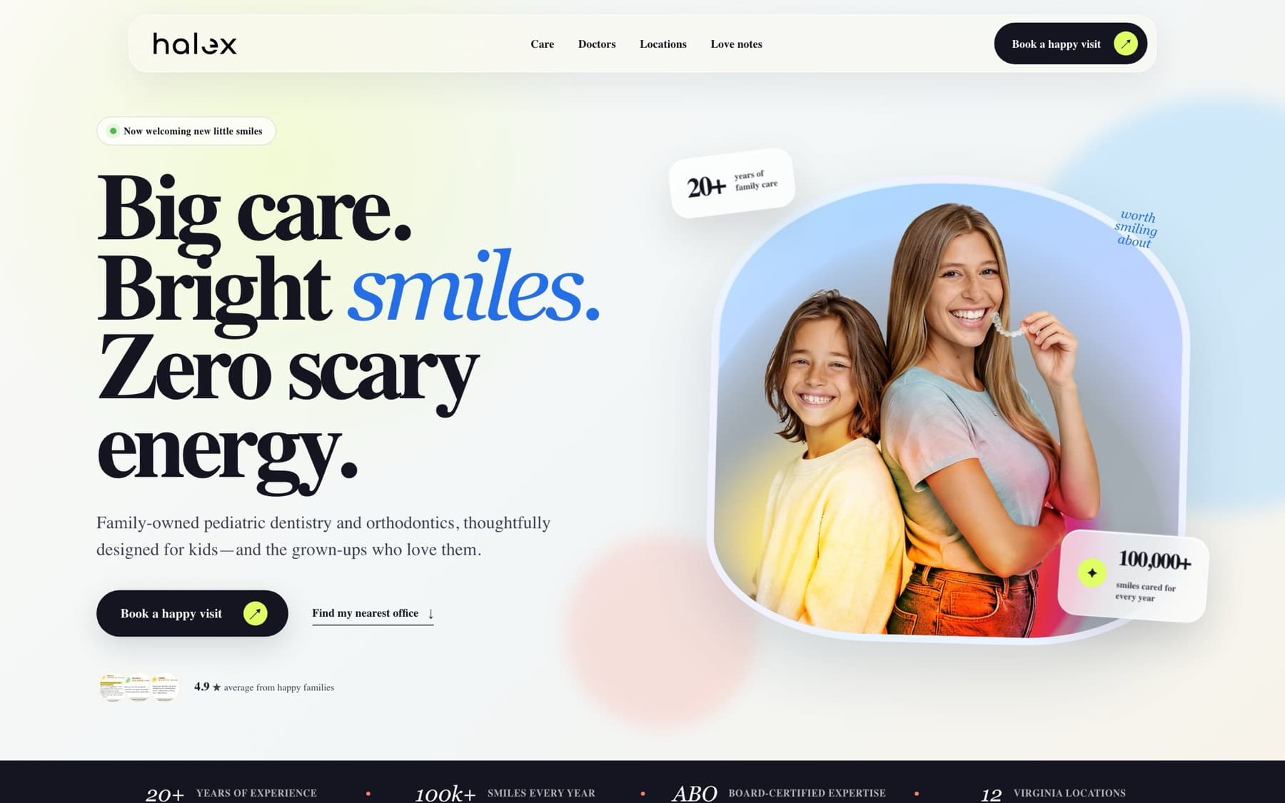 Halex Dentistry website, home page